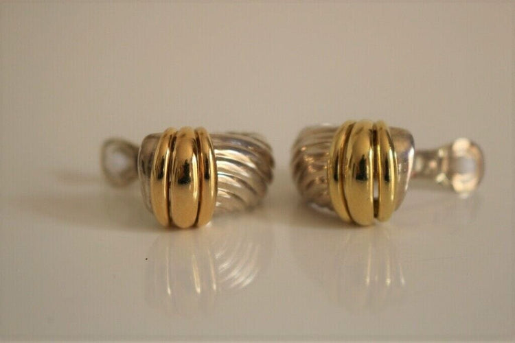 Boucles d'oreilles O.J PERRIN Boucles d'Oreilles godrons Argent et Or 58 Facettes 297