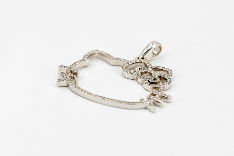 Pendentif Victoria Casal Pendentif Hello Kitty Or blanc Diamant 58 Facettes 00010GD