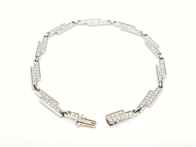 Bracelet Dinh Van Bracelet Seventies Or blanc Diamant 58 Facettes 00014GD