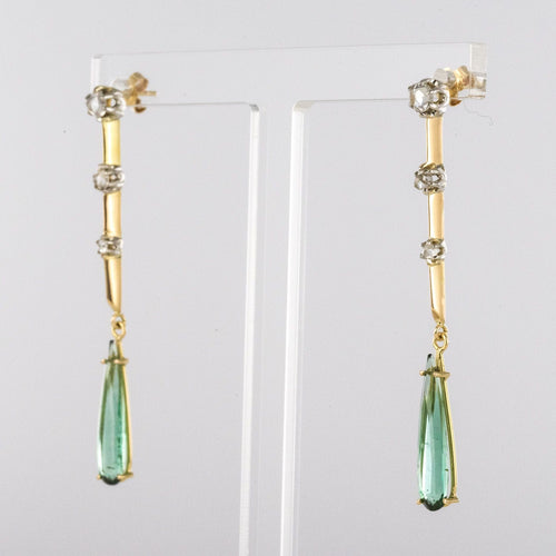 Boucles d'oreilles Pendants d'oreilles anciens diamants et tourmalines 58 Facettes AR0007461
