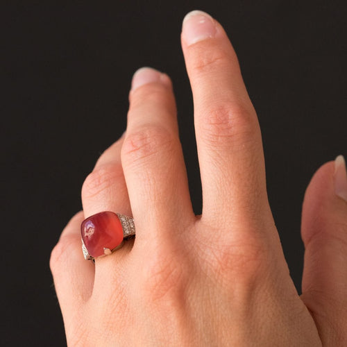 Bague 53 Bague Calcédoine pain de sucre et Diamants 58 Facettes 17-261-53-1