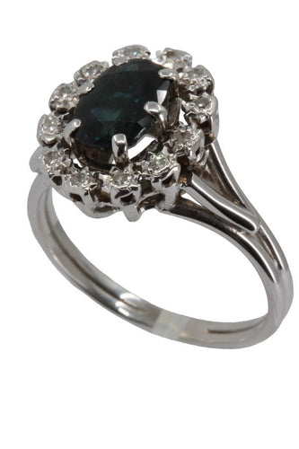 Bague Bague saphir entourage diamants 58 Facettes 37221