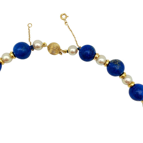 Collier Collier boules lapis lazuli, perles, intercalaires or jaune. 58 Facettes 30349