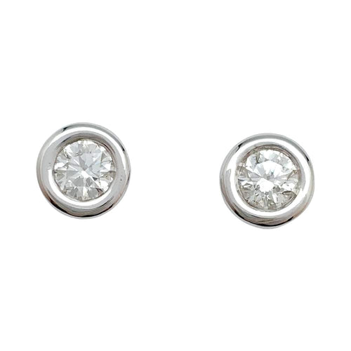 Boucles d'oreilles Puces d'oreilles en or blanc, deux diamants de 1,01 carat. 58 Facettes 29951