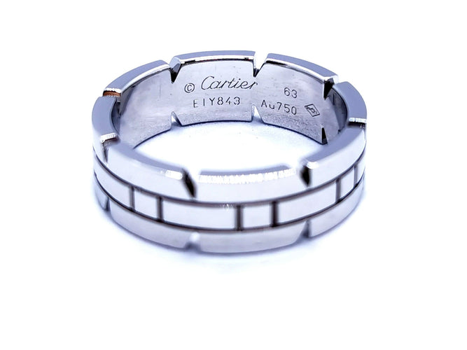 Bague 63 Cartier Bague Alliance Tank Or blanc 58 Facettes 1050177CN