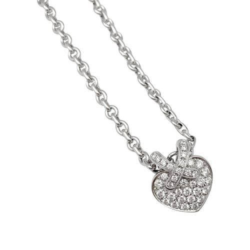 Pendentif Pendentif coeur et chaine Chaumet en or blanc modèle "Liens", diamants. 58 Facettes 29752