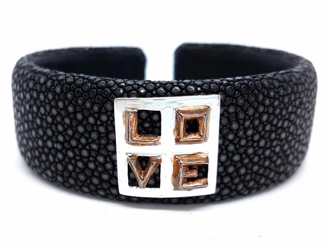 Bracelet Bracelet Manchette Or rose Galuchat 58 Facettes 05780CD