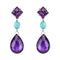 Boucles d'oreilles Boucles d'oreilles pendantes améthystes et turquoises 58 Facettes 17-302