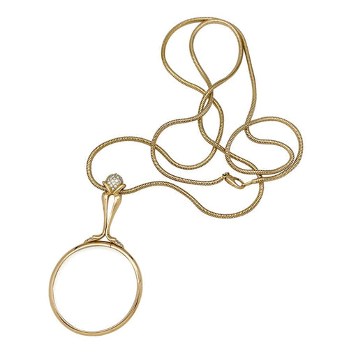Collier Chaîne et loupe en or jaune, diamants. 58 Facettes 29367