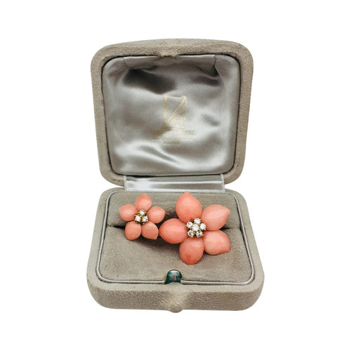 Bague 51 Bague Van Cleef & Arpels, "Double Fleurs", or jaune, corail et diamants. 58 Facettes 29151-1