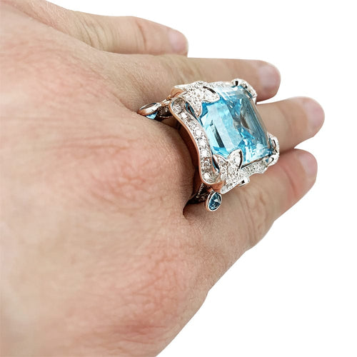 Bague 52 Bague Edouard Nahum "Sterina" or blanc diamants et topaze 58 Facettes 30314