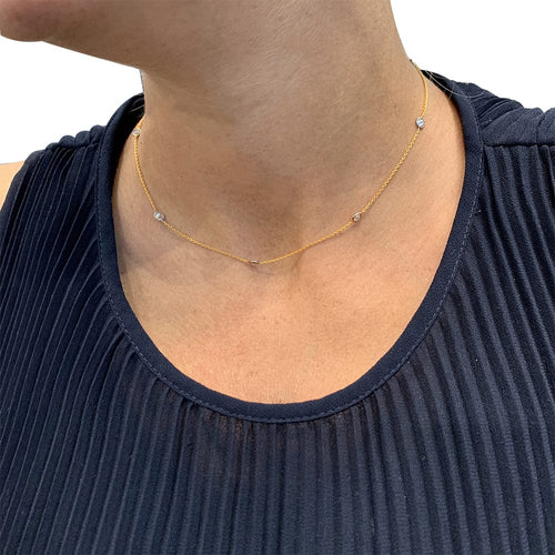 Collier Collier gouttière en or jaune, blanc et diamants. 58 Facettes 30419