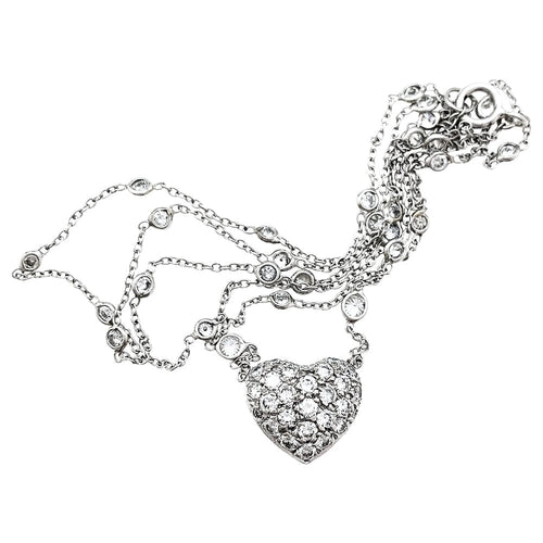 Collier Collier "Coeur" en platine et diamants. 58 Facettes 30394