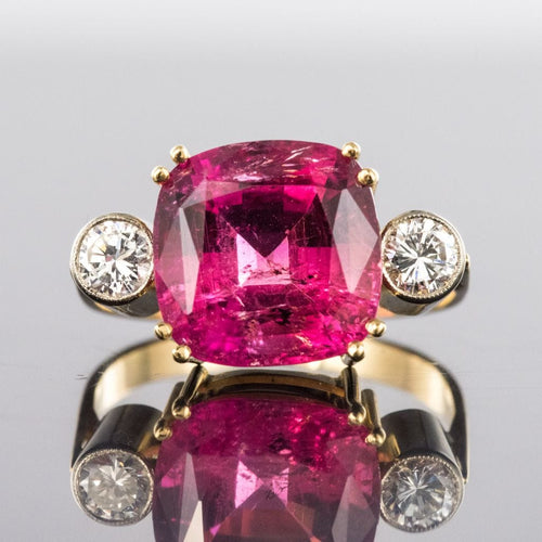 Bague 54 Bague tourmaline coussin et diamants 58 Facettes 18-154-54