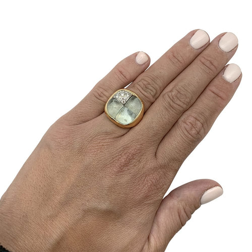 Bague 50 Bague Pomellato, "Mosaïco", or jaune et blanc, aigue-marines, diamants. 58 Facettes 30574