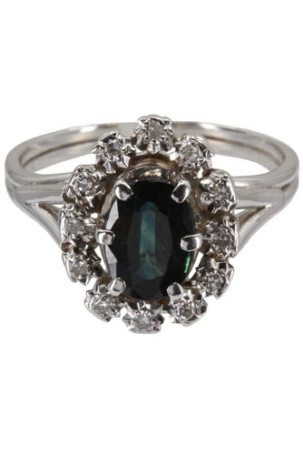 Bague Bague saphir entourage diamants 58 Facettes 37221