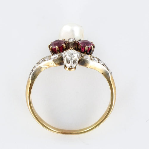 Bague 58 Bague ancienne duchesse rubis diamants et perle fine 58 Facettes 17-151-58-1