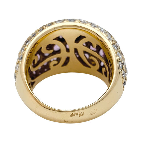 Bague 51 Bague Poiray en or jaune pavée de diamants et saphirs roses. 58 Facettes 29851