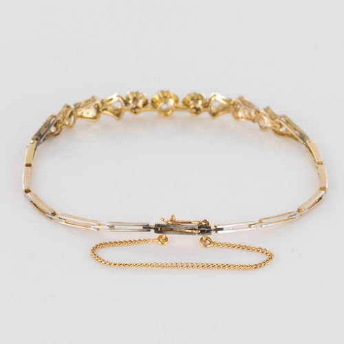 Bracelet Bracelet ancien ligne motif floral serti de diamants 58 Facettes 19-053