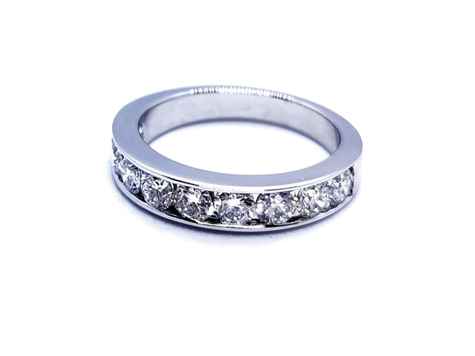 Bague 54 Bague Demie alliance Or blanc Diamant 58 Facettes 1021705CD