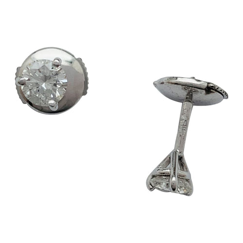 Boucles d'oreilles Puces d'oreilles en or blanc, diamants. 58 Facettes 30030