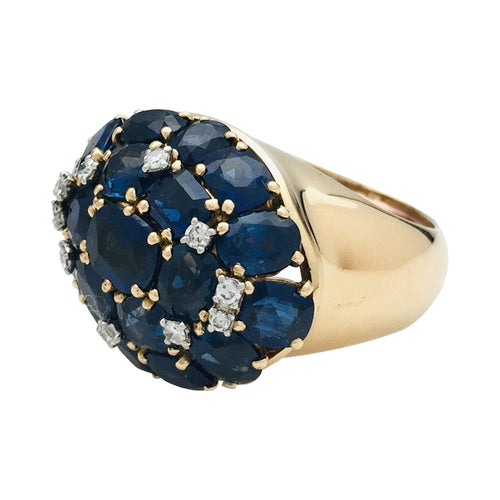 Bague 59 Bague en or jaune saphirs et diamants. 58 Facettes 29238