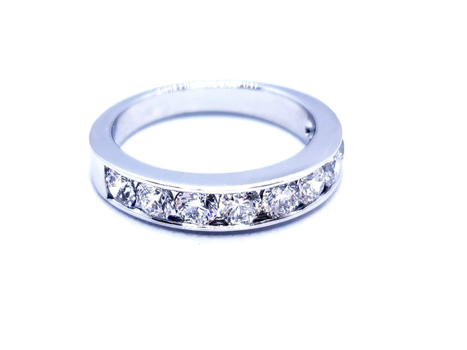 Bague 54 Bague Demie alliance Or blanc Diamant 58 Facettes 1021705CD