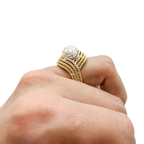 Bague 56 Bague Chanteloup en or jaune et platine, diamants. 58 Facettes 30209
