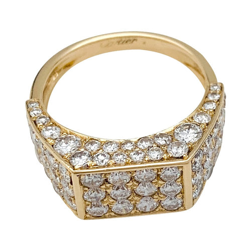 Bague 53 Bague Cartier chevalière en or jaune et diamants. 58 Facettes 29847-1