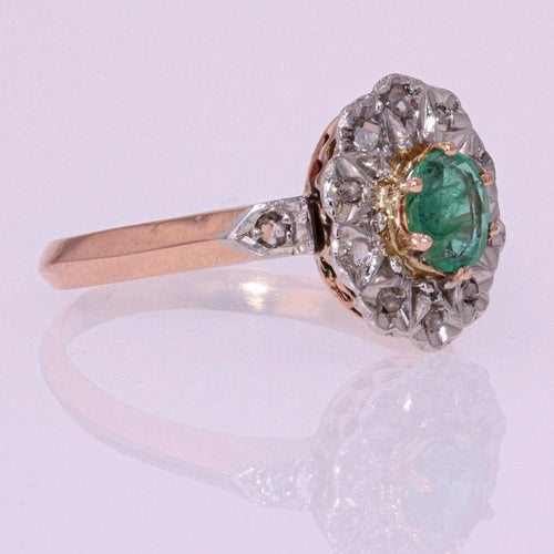 Bague 53 Bague ancienne pompadour émeraude diamants 58 Facettes 19-528-48
