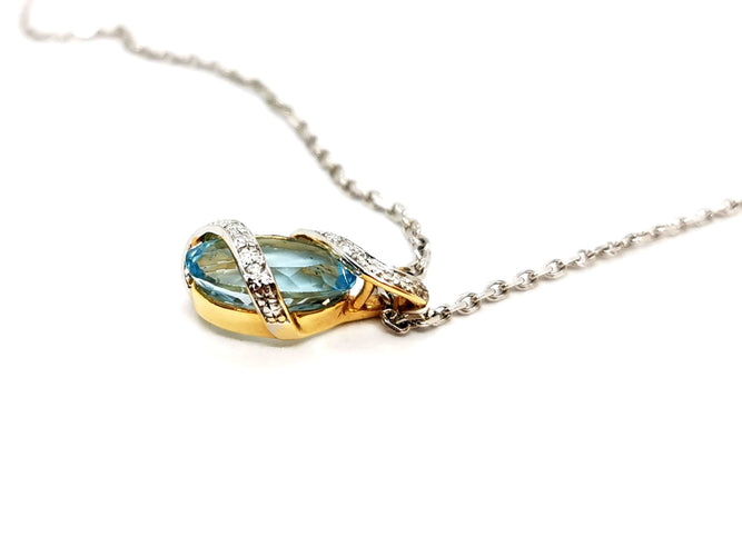 Collier Collier Chaîne + pendentif Or blanc Topaze 58 Facettes 1141225CD
