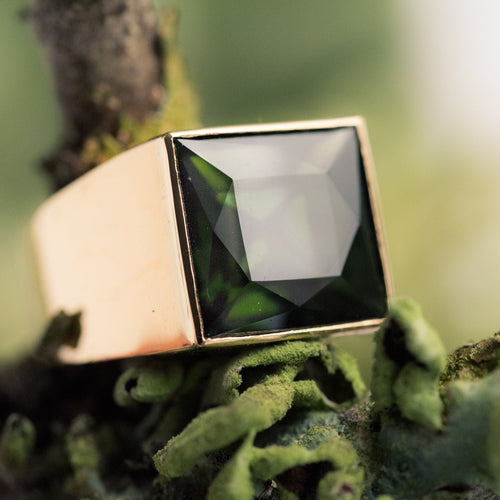 Bague 54 Chevalière ancienne tourmaline 58 Facettes 19-658-51