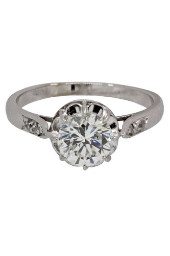 Bague 56 Solitaire ancien diamant 1.21 carat 58 Facettes 36871