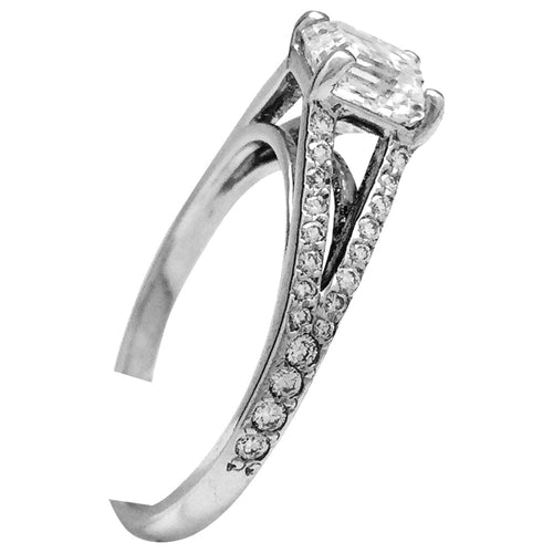 Bague 51 Bague solitaire 1 carat E/VS1 en or blanc et diamants. 58 Facettes 28101