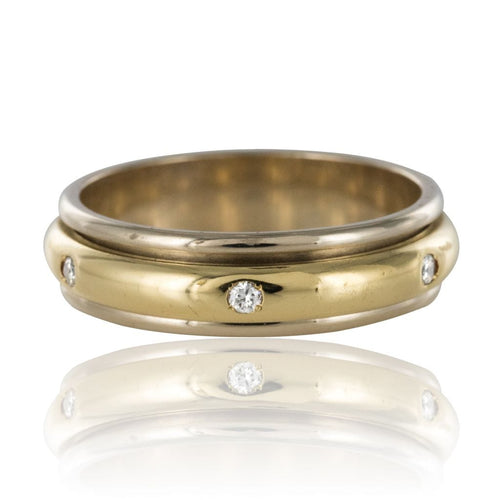 Bague 54 Alliance mobile or blanc or jaune diamants 58 Facettes 18-397-54
