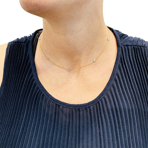 Collier Collier gouttière en or jaune, blanc et diamants. 58 Facettes 30419