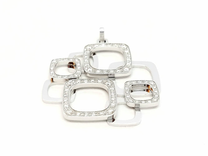 Pendentif Dinh Van Pendentif Impression Or blanc Diamant 58 Facettes 00036GD