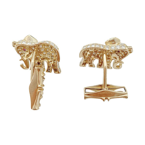 Boutons de manchette Boutons de manchette Cartier Eléphants sertis de brillants. 58 Facettes 30066