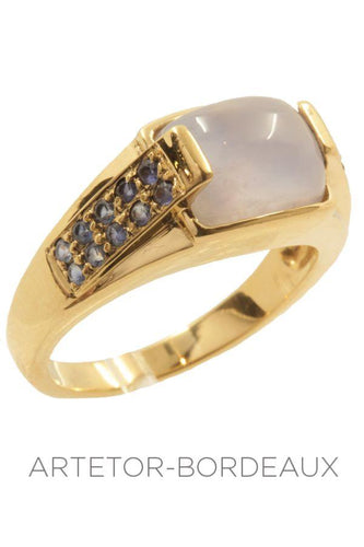 Bague 54 Bague pierre de lune et topazes 58 Facettes 23091