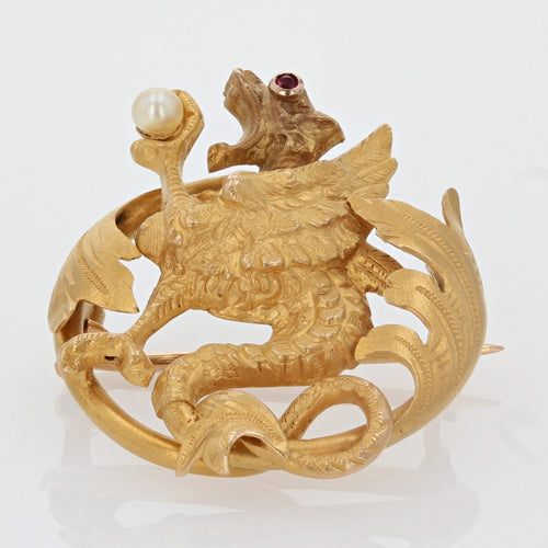 Broche Broche ancienne chimère à la perle 58 Facettes 20-609
