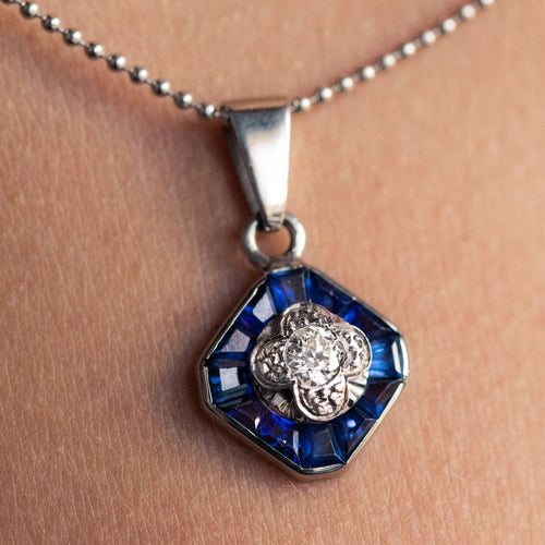Pendentif Pendentif art déco diamants saphirs calibrés 58 Facettes 16-148