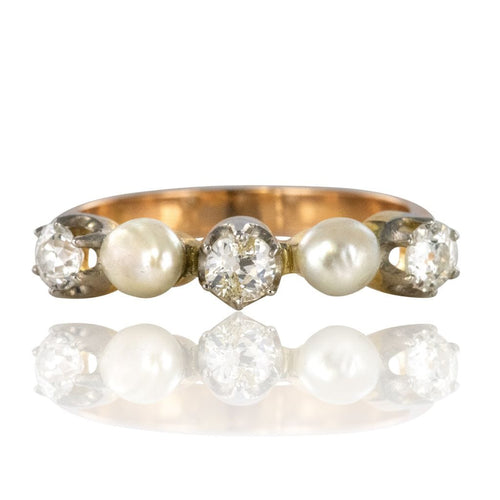 Bague 53 Bague ancienne jarretière perles fines diamants 58 Facettes 19-194