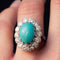Bague 53 Bague marguerite turquoise diamants or blanc 58 Facettes 18-084-53