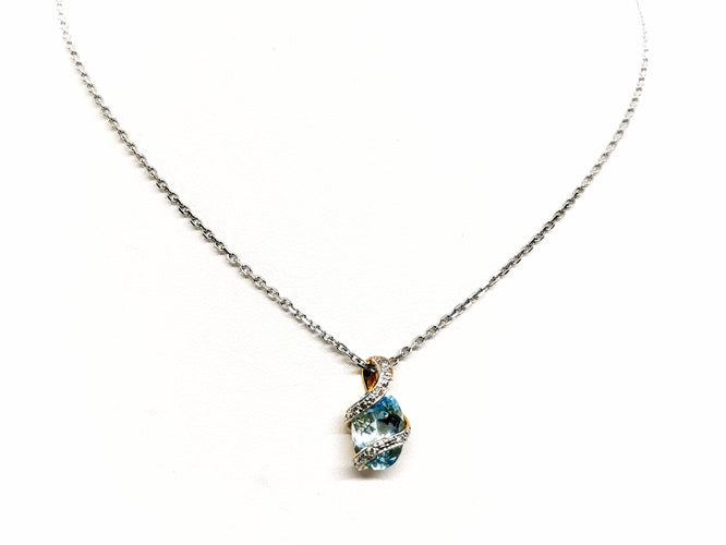 Collier Collier Chaîne + pendentif Or blanc Topaze 58 Facettes 1141225CD