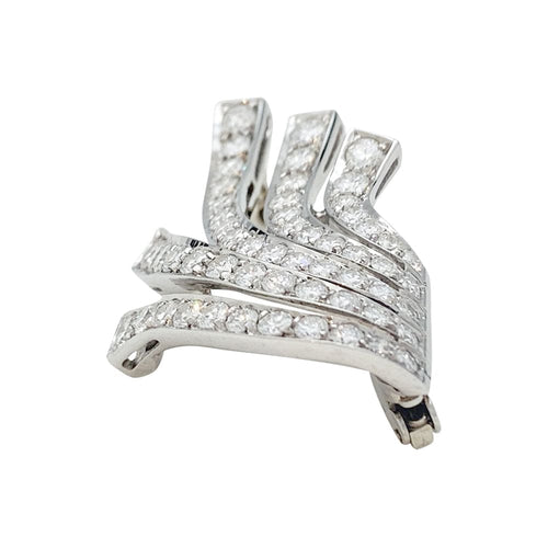Broche Broche Chaumet "Volutes" en or blanc, diamants. 58 Facettes 30164