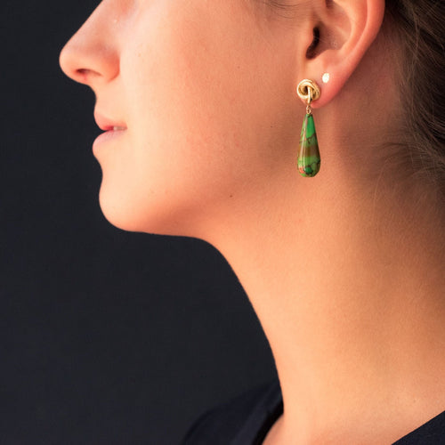 Boucles d'oreilles Boucles d'oreilles or jaune et turquoise du Turkménistan 58 Facettes 17-323
