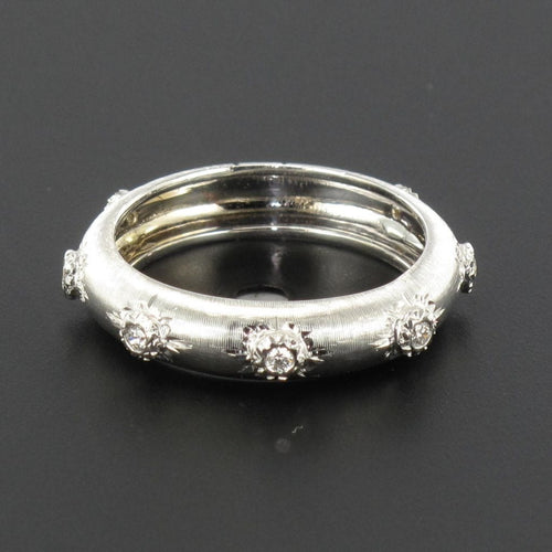 Bague 54 Bague or blanc satiné diamants 58 Facettes ANSETAB-54