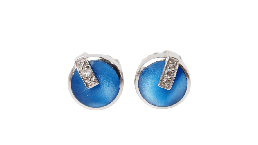 Boucles d'oreilles CLOZEAU - Boucles d'oreilles Or Résine bleue Diamant 58 Facettes clozeau