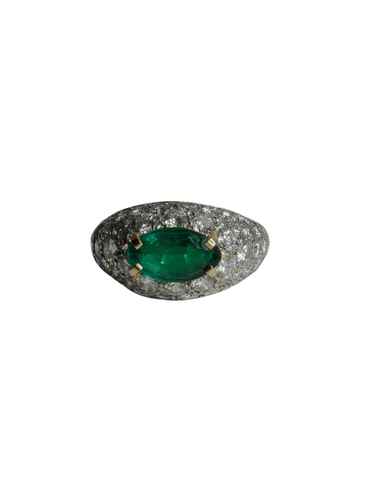 Bague 49-49.5 Cartier - Bague Vintage Émeraude et diamants 58 Facettes