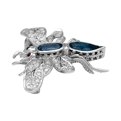 Broche Broche Scarabée or blanc, saphirs, diamants, rubis. 58 Facettes 29475